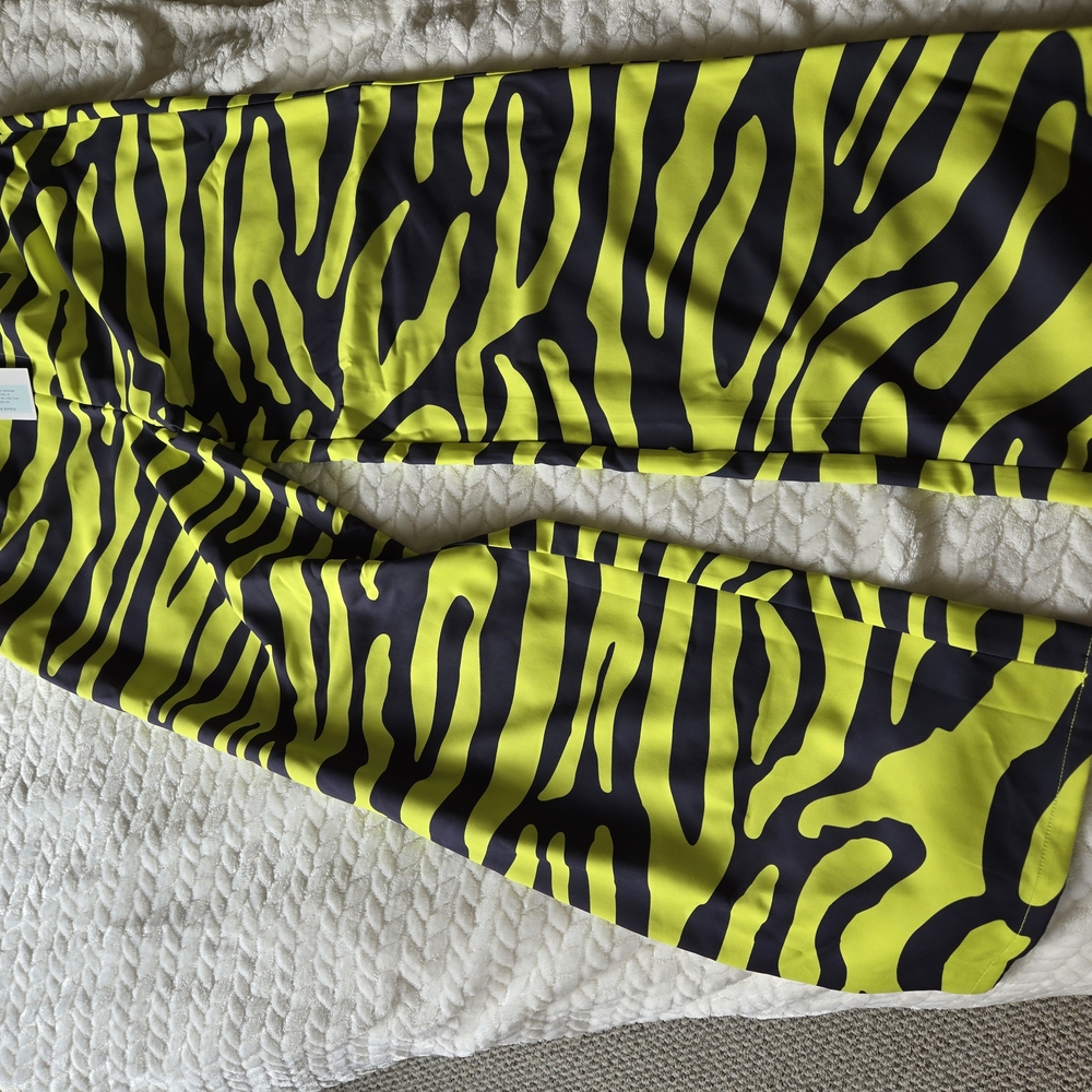 Zara Neon Yellow and Black Wide Leg Pants